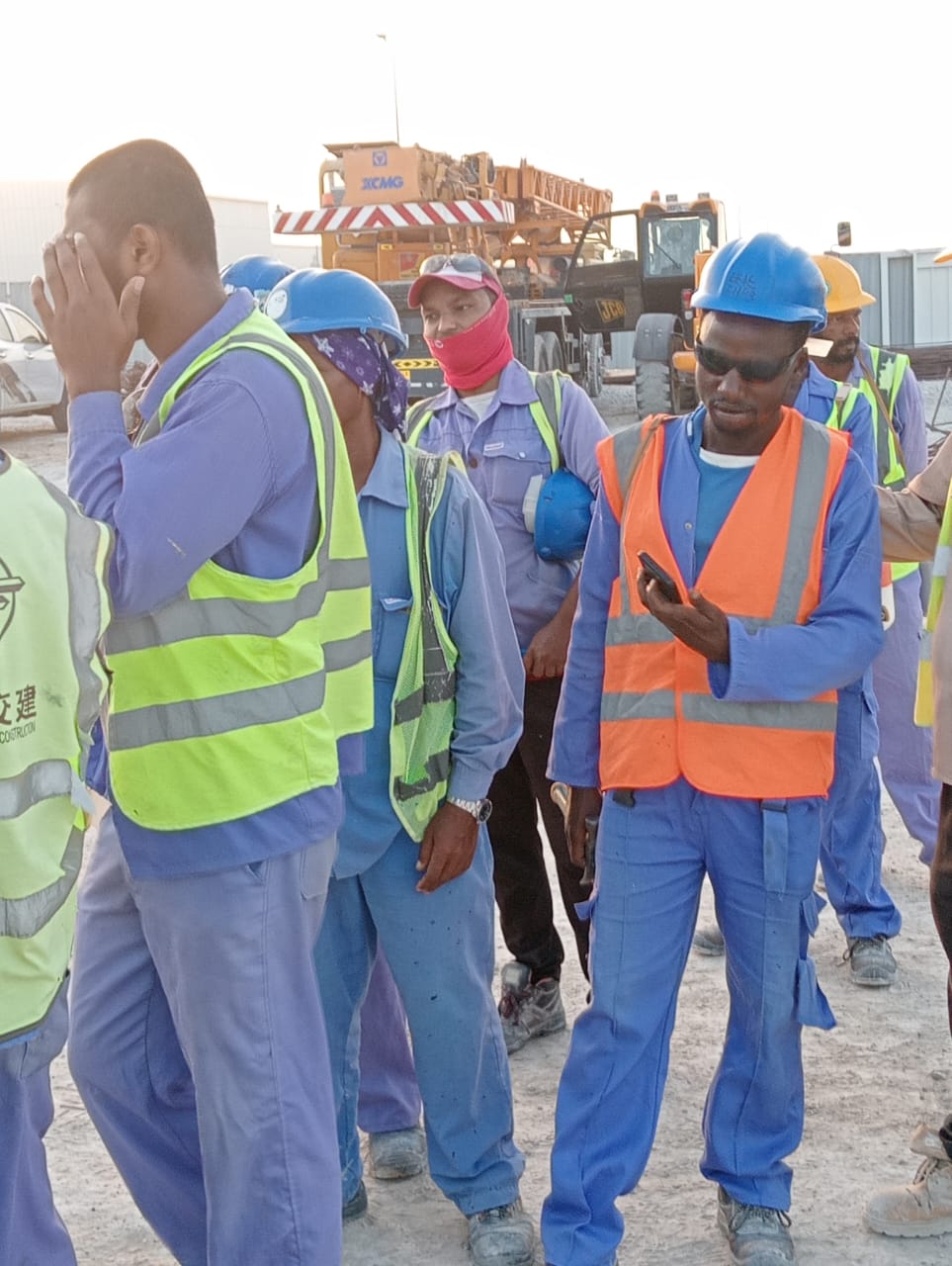 Construction team on an international project site